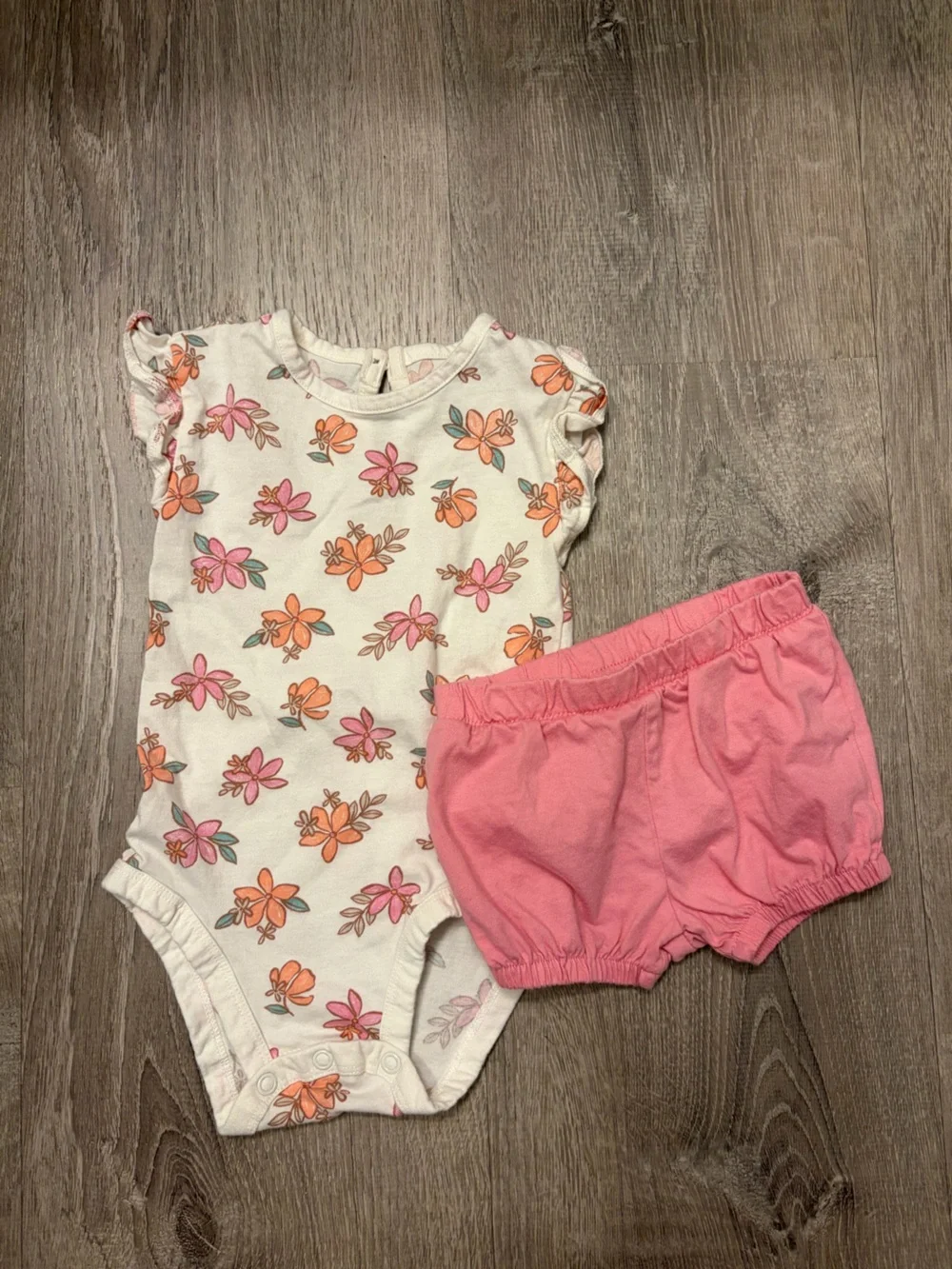 Girls Carter's Floral Ruffle Sleeve Bodysuit and Pink Bloomers - 9 months